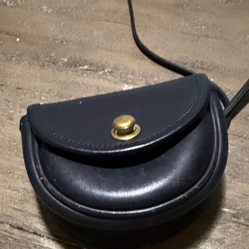 Coach black  Mini Leather Crossbody with Gold Snap